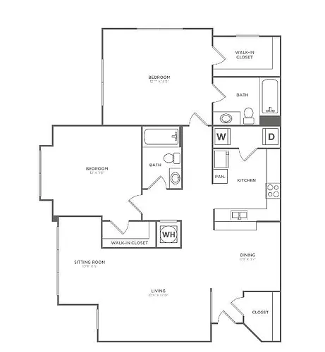 Floor plan Bradford (1104 SF)