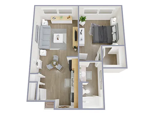 Floor plan 1 Bed, 1 Bath A (60% Income Restricted)
