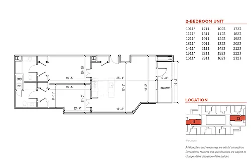 Floor plan Two Bedroom with Balcony