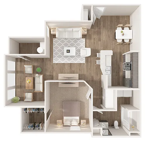 Floor plan One Bedroom with Sunroom
