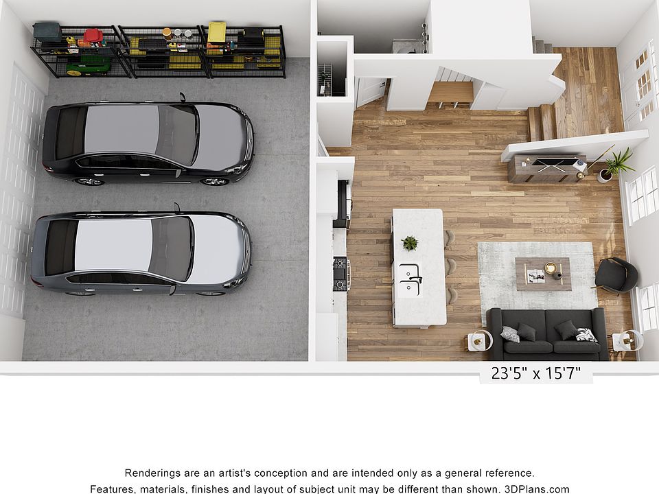 Downstairs Floorplan (same floorplan for 2 and 3 bedrooms)