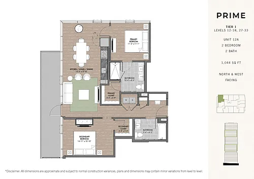 Floor plan Prime Two BR Stack 12