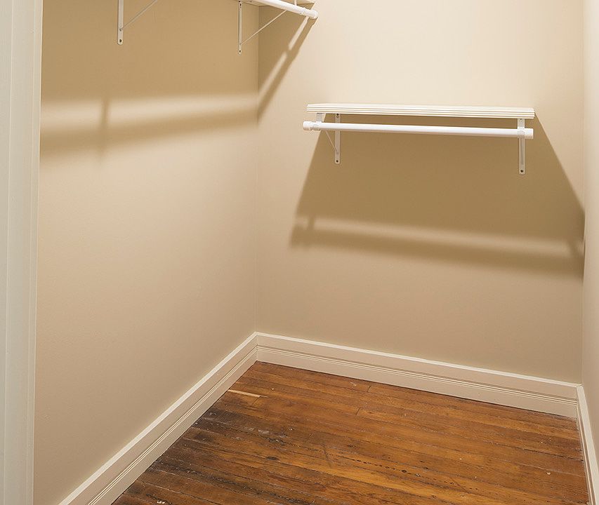 Studio apartment with a walk in closet.