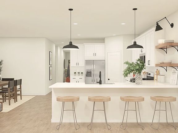 Kitchen with pendant lighting