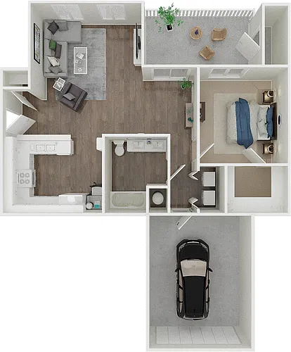 Floor plan 1BD, 1BTH BG