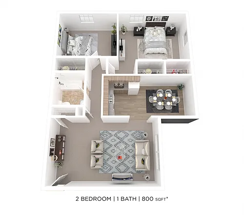 Floor plan Two Bedroom - 800 sqft