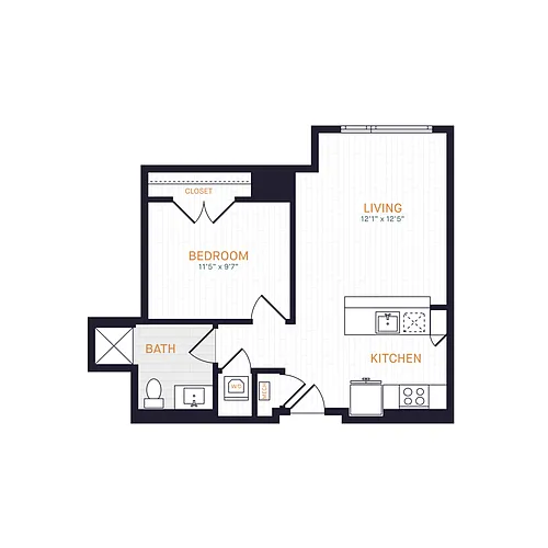 Floor plan J2.2 | 1 Bed | 1 Bath