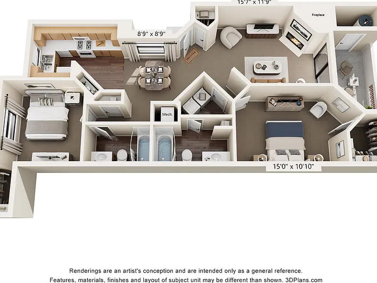 F Classic Floor Plan | 2 Bedroom 2 Bath | 1207 sq ft | Pavilions Apartment Homes F Classic Floor Plan | 2 Bedroom 2 Bath | 1207 sq ft | Pavilions Apartment Homes