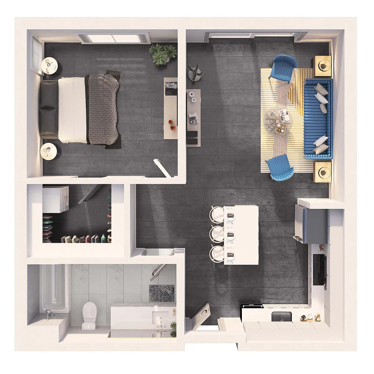Floor plan 1 Bedroom Plus