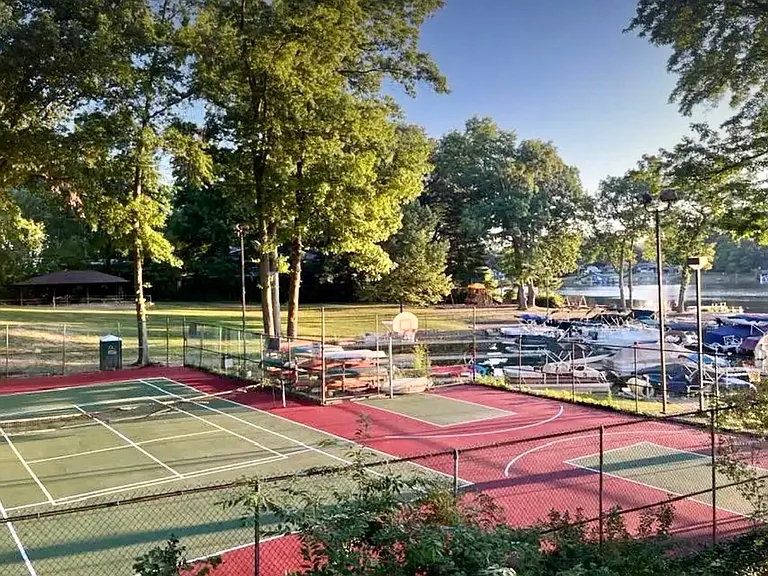 Private lakefront park in neighborhood - basketball/ tennis/ pickleball area