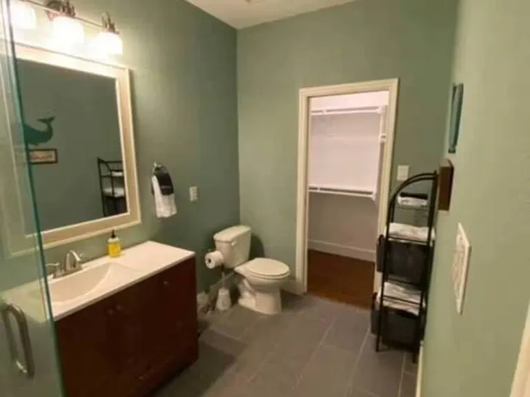 Ample room with extra storage in your oversized bathroom.