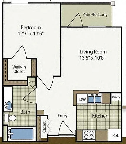 Floor plan One Bedroom - 50%