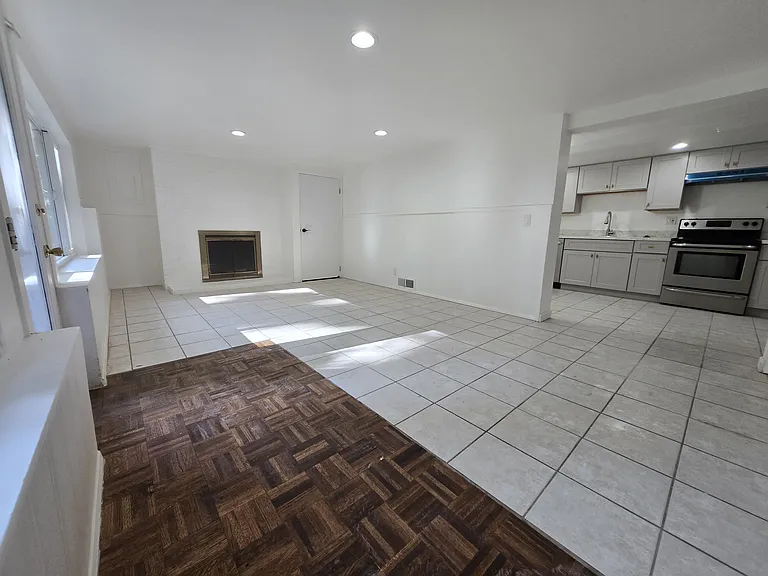 Family room downstairs with a 2nd kitchen in the background