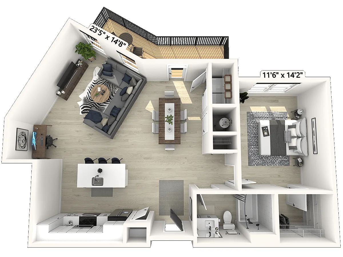 Floor plan A111 - 1 Bedroom 1 Bath