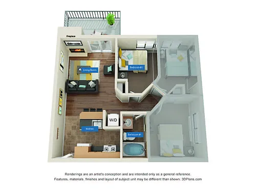 Floor plan Individual Lease - 3 Bed 1 Bath - Shared Bath