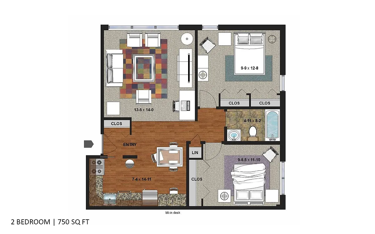 Floor plan Colfax Terrace - Two Bedroom (A)