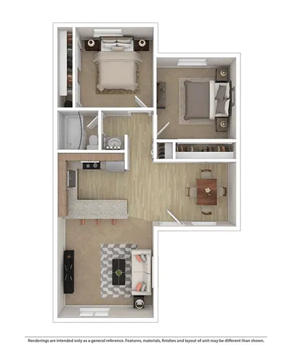 Floor plan 2 Bedroom 1 Bathroom
