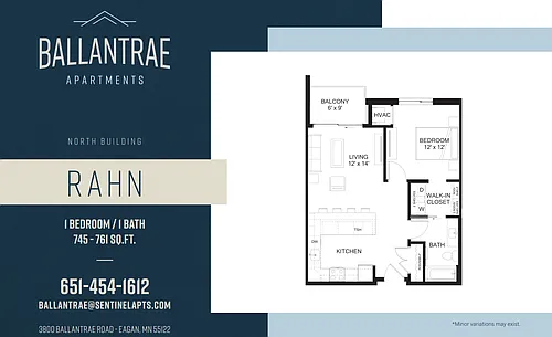 Floor plan Rahn - 1 BR New Construction