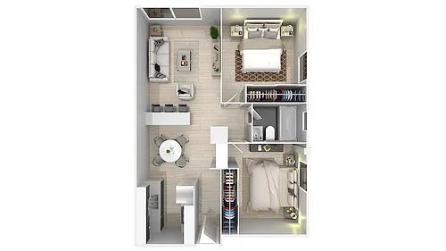 Floor plan Two Beds, One Bath