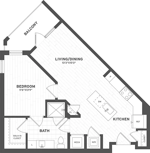 Floor plan 1 Bed/1 Bath-A1.1