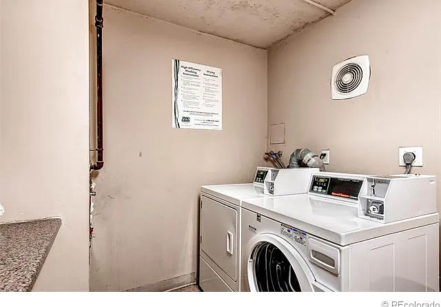 Laundry room with trash chute on every floor