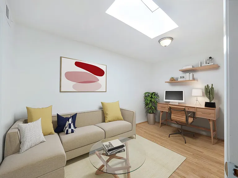 This image shows a virtually furnished space. This space comes unfurnished.
