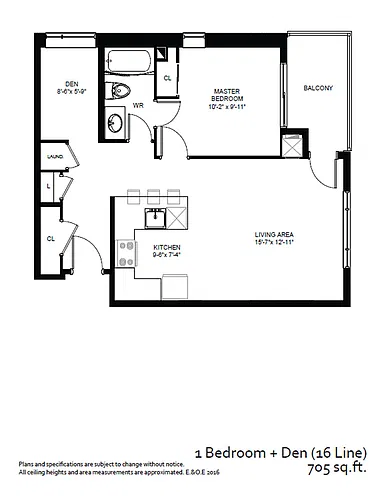 Floor plan 1 Bedroom + Den