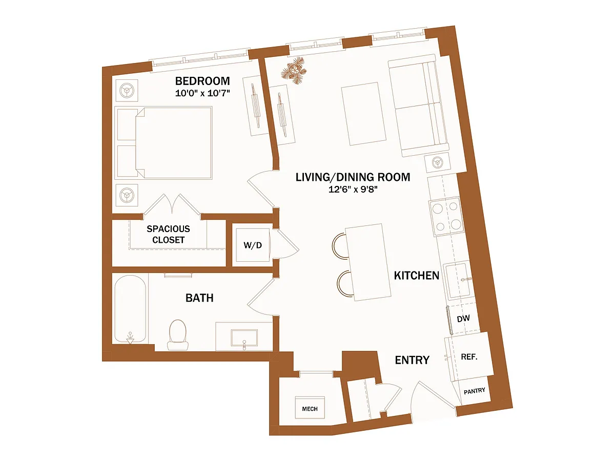 Floor plan B4.1 - 1 Bed | 1 Bath