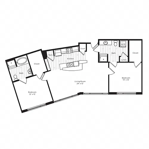 Floor plan Crescent Flats - 2C