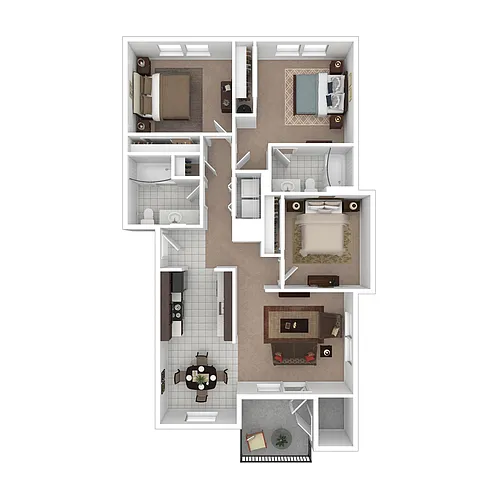 Floor plan C1: 3 Bed 2 Bath