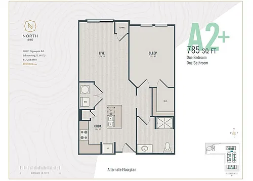 Floor plan A2 Plus - One Bedroom