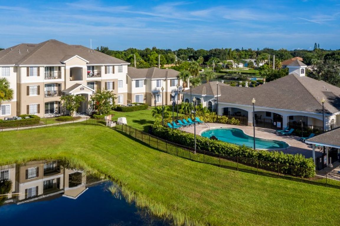 Aerial View of Clubhouse, Pool & Pond