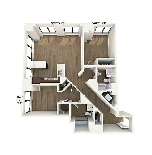 Floor plan B7 | 2 Bed | 2 Bath