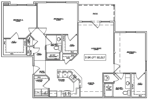 Floor plan 3 BD Craftsman Select