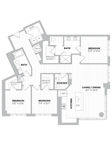 Floor plan 3 Bed/2.5 Bath-3A.A
