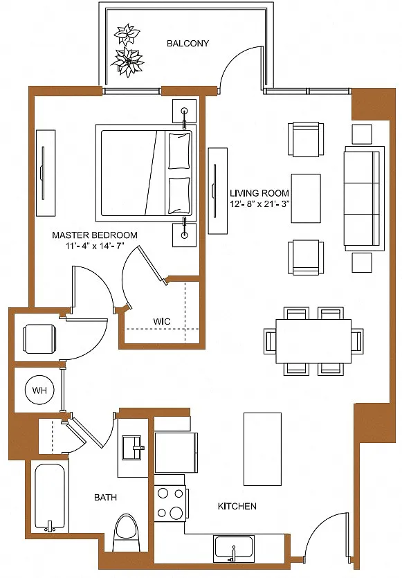 Floor plan 1 Bed/1 Bath-A4