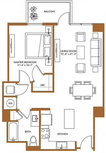 Floor plan 1 Bed/1 Bath-A4