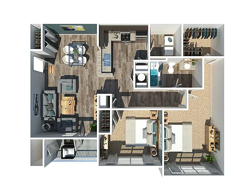 Floor plan B1 - Two Bedroom, One Bathroom
