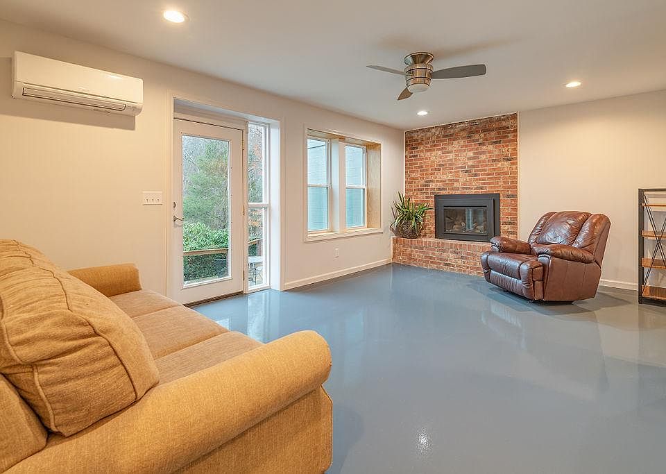 Living area with fireplace