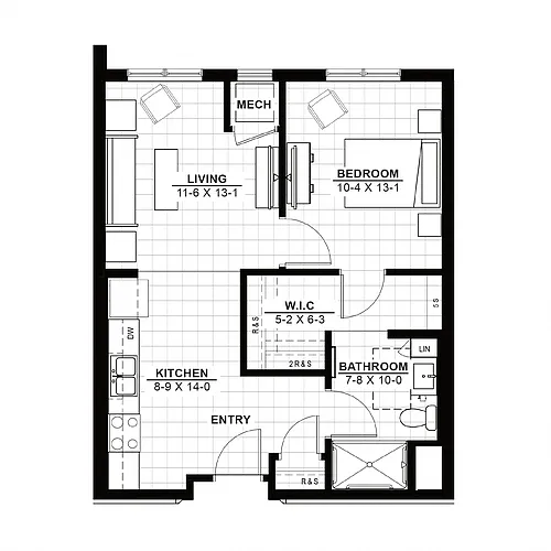 Floor plan 1 Bedroom (50F)