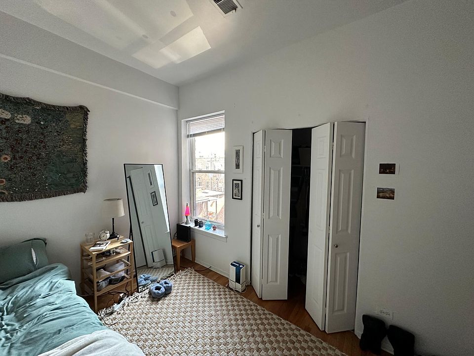 Small bedroom looking Southeast, window to South. Large closet.
