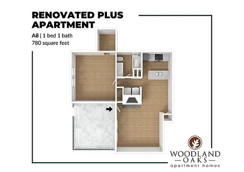 Floor plan 1 Bedroom 1 Bathroom (A8)