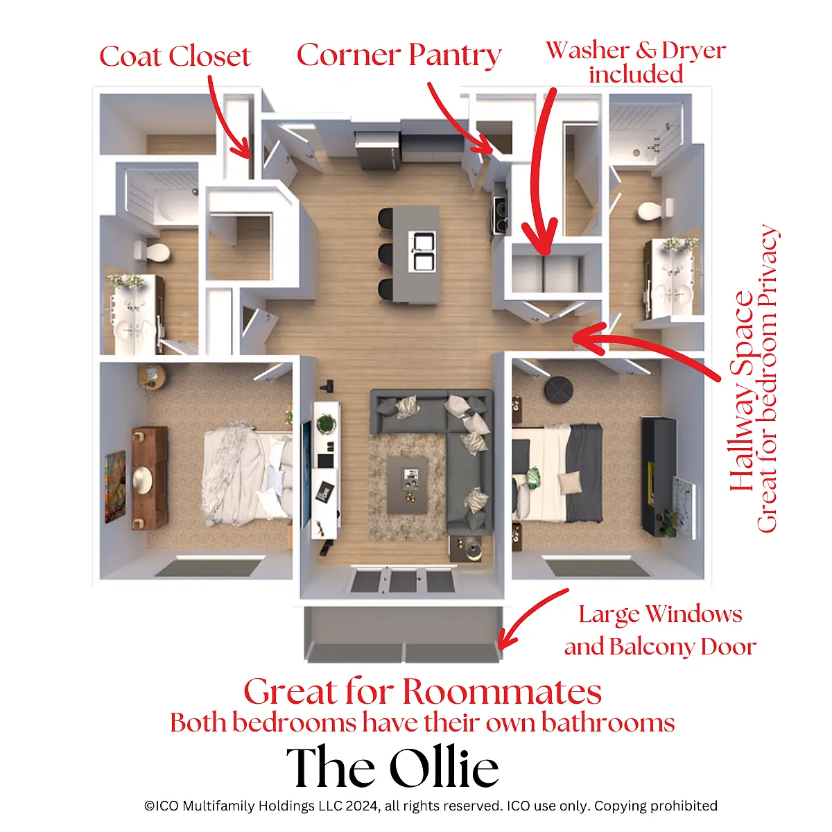 Floor plan The Ollie - 2x2