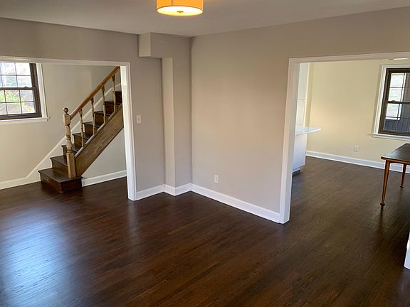 front hall, living room and dining