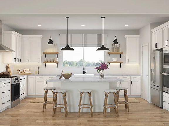 Kitchen with pendant lighting