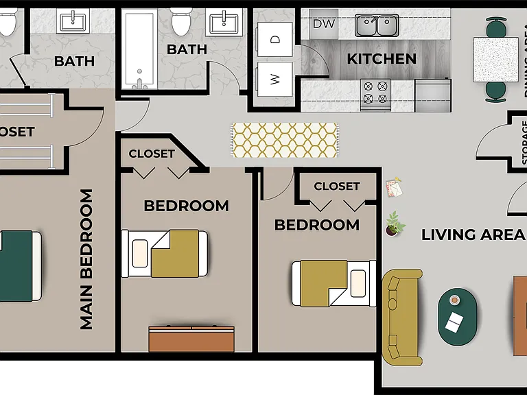 3 Bedroom, 2 Bath Floor Plan 3 Bedroom, 2 Bath Floor Plan