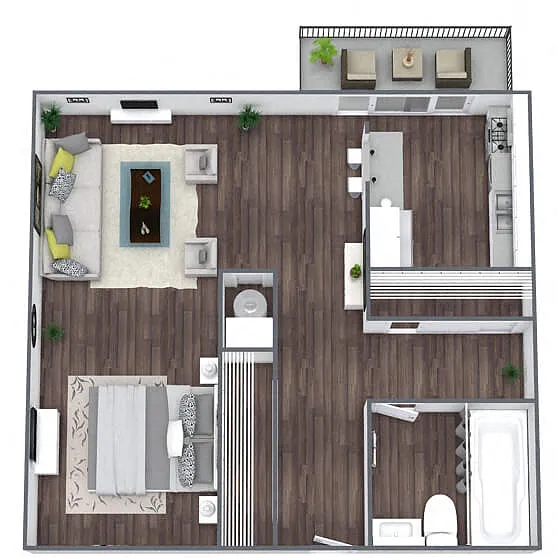 Floor plan S1: 0 Bed 1 Bath