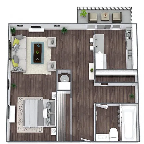 Floor plan S1: 0 Bed 1 Bath