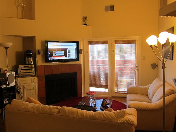 Living room with vaulted ceilings