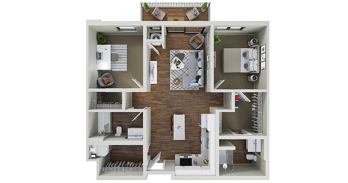 Floor plan Goldenrod - 2 Bedroom 2 Bath (C)